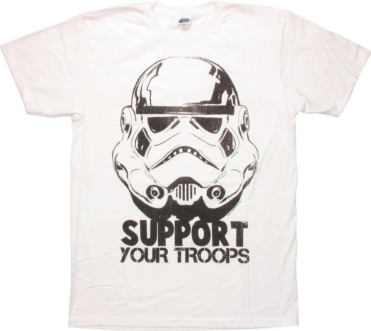 

Star Wars Mens Stormtrooper Support Your Troops Funny White Shirt New M, L, 2XL S