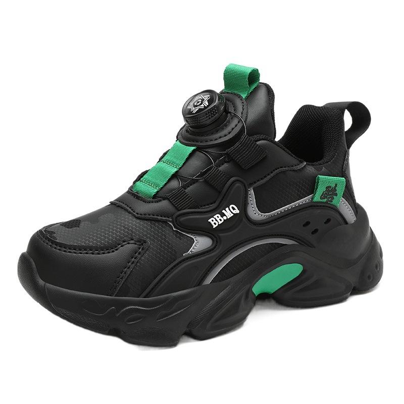 Boys Shoes Autumn and Winter Breathable Middle and Older Children Boys Running Shoes Sports Shoes Casual Rotating Buckle Full Leather Surface