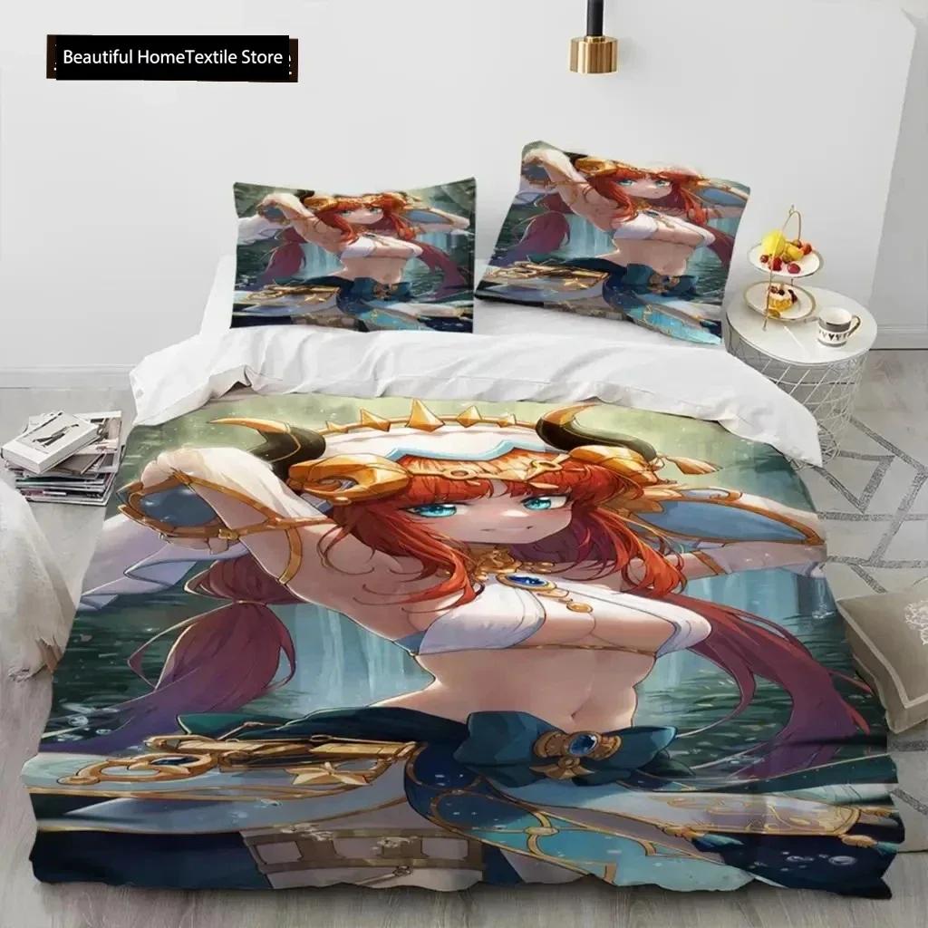 Anime Genshin Impact Hra Ložní souprava Chlapci Dívky Velikost Twin Queen Povlak na přikrývku Povlak na polštář Postel Děti Dospělí Domácí textil