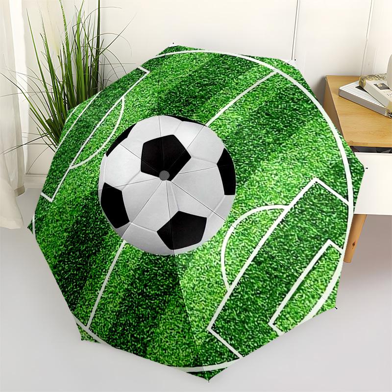 

1pc Soccer Field Pattern Umbrella with Plastic Handle,Vibrant Cartoon Pattern,Multi-functional UmbrellaPT109