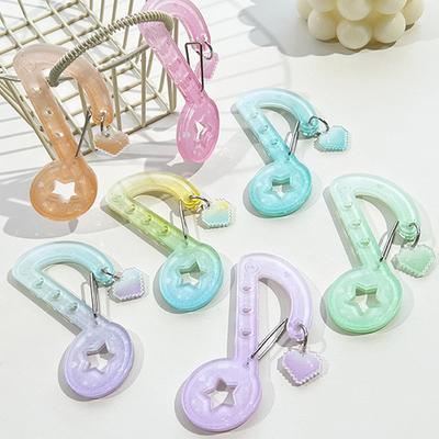 Cute Acrylic Cartoon Keychain Holder Music Musical Note Shaped Decor For Bag Pendant Hook Key Hanging Gift