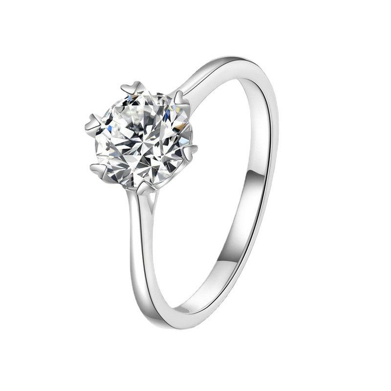 Classic Six-Prong 1 Carat Moissanite Ring in 925 Sterling Silver Size 7