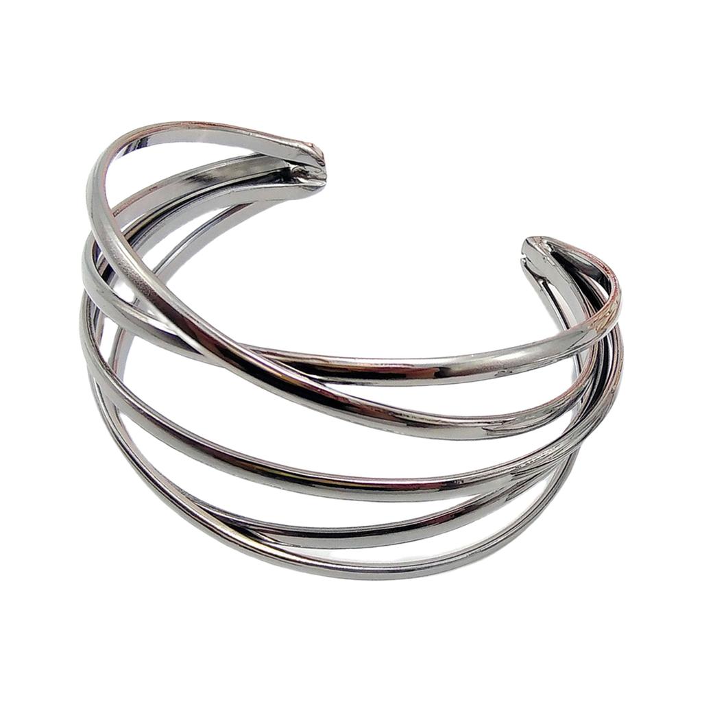 Fashionable Hollow Bangles Irregular Cuff Geometric Bracelets Metal Texture Wrist Jewelry for Parties and Daily Wear