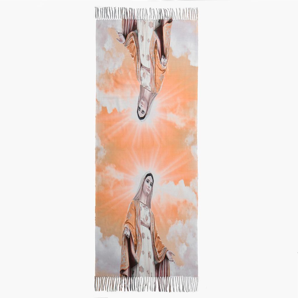 Winter Scarves Catholic Virgin Mary Long Shawl Warm Wrap Tassel Scarf Soft Lady Of Fatima Ladies Custom 180*70Cm