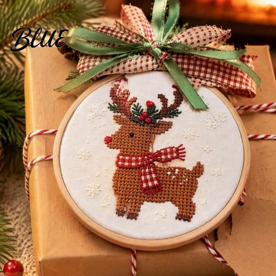 Handmade Craft Gift for Adults Christmas Embroidery Ornament DIY Kit, Beginner-Friendly Stitching Set with Healing Experience All Tools, Wall Hanging