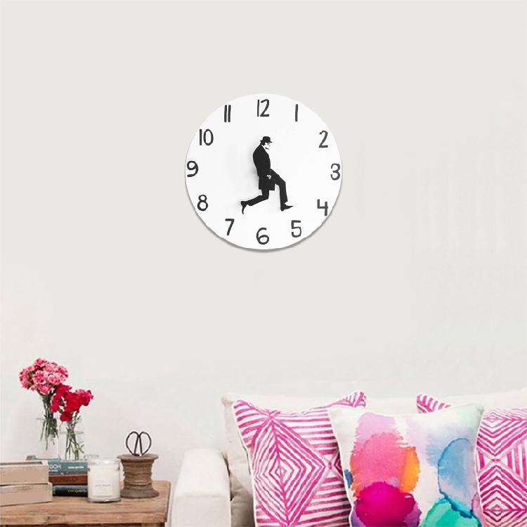 Novelty Comedian Wall Watch Funny Walking Silents Mutes Clocks for Home Living Room Bedroom Decoration
