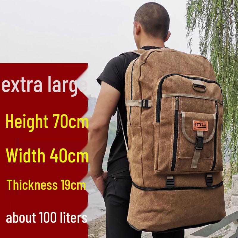 Extra Large Thickened Canvas Backpack for Hiking and Travel - Unisex