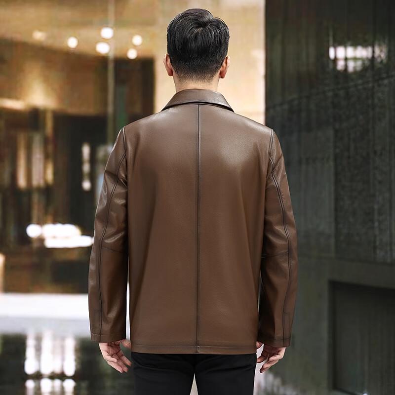 KAISER Men's Genuine Leather Mid-Length Business Casual Jacket