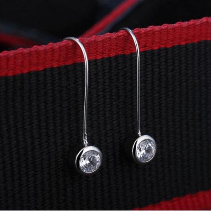New Fashion Popular 925 Silver Jewelry Personality U-shaped Crystal Hypoallergenic Female Dangle Earrings E252