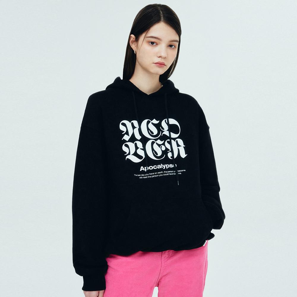 Uncover Ncover Roman Typo Hoodie-Black Free