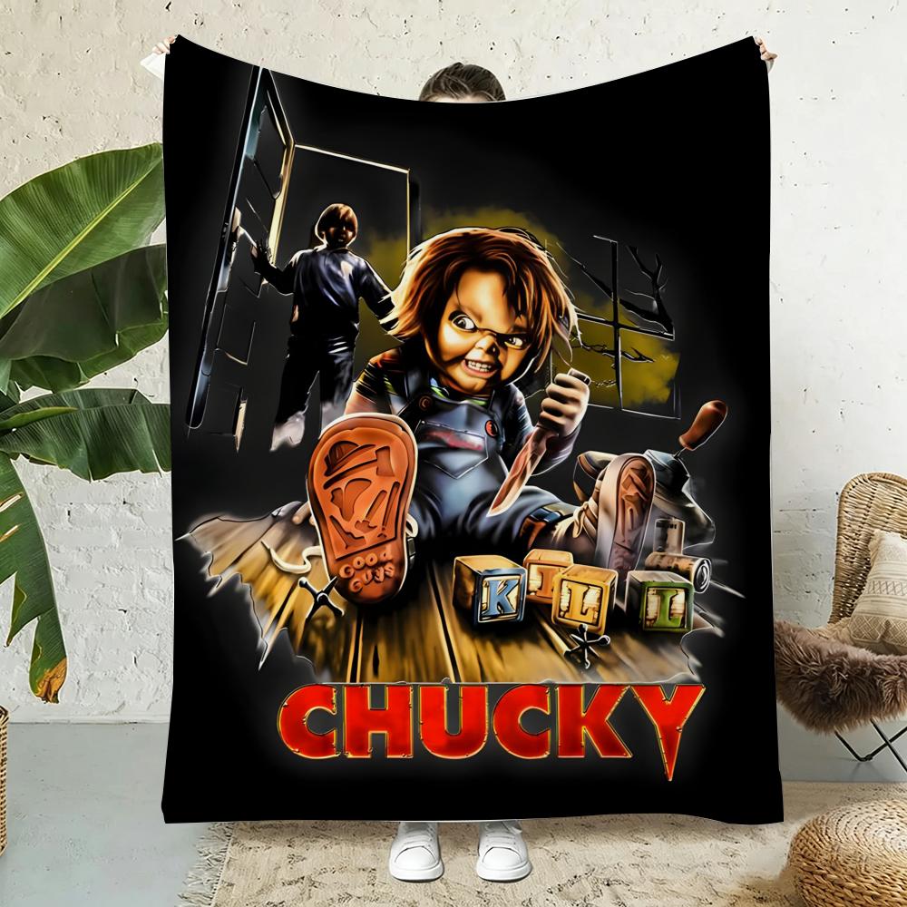C-Chucky Horror Movie Throw Soft Flannel Throw Blanket, Lightweight Breathable Summer Nap Blanket For Home Travel Cozy Decor