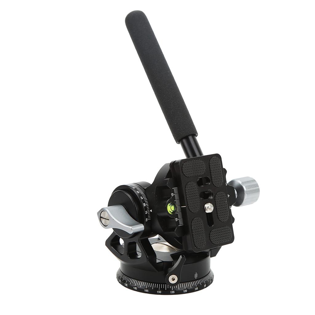 Fluid Tripod Head with Quick Release Plate and Handle Aluminum Alloy Panoramic Fluid Drag Pan Head for DSLR Cameras