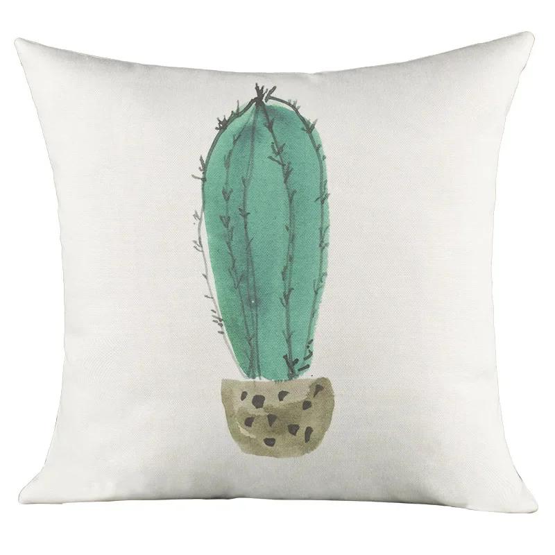 Green Plant Cactus Print Cushion Cover Living Room Sofa Decor Home Chair Car Bedroom Decorative Pillowcase Soft Throw Pillows