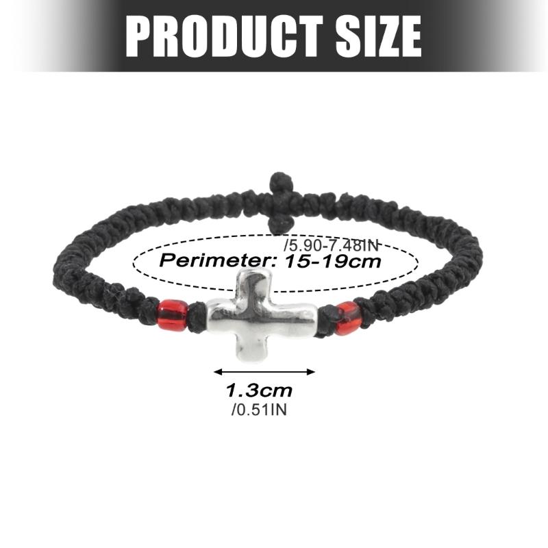 Handwoven Adjustable Crucifix Braided Rope Bracelet Ensures Perfectly Fit and Comfort for Daily Religious Activities