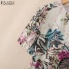 ZANZEA Women Casual Round Neck Summer Short Sleeve Print Cotton Dress