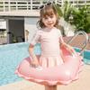 Heart Shape Baby Swim Ring Tube with Handle & Safety Seat Baby Swimming Float Leakproof Pool Floats Toys for Beach Party