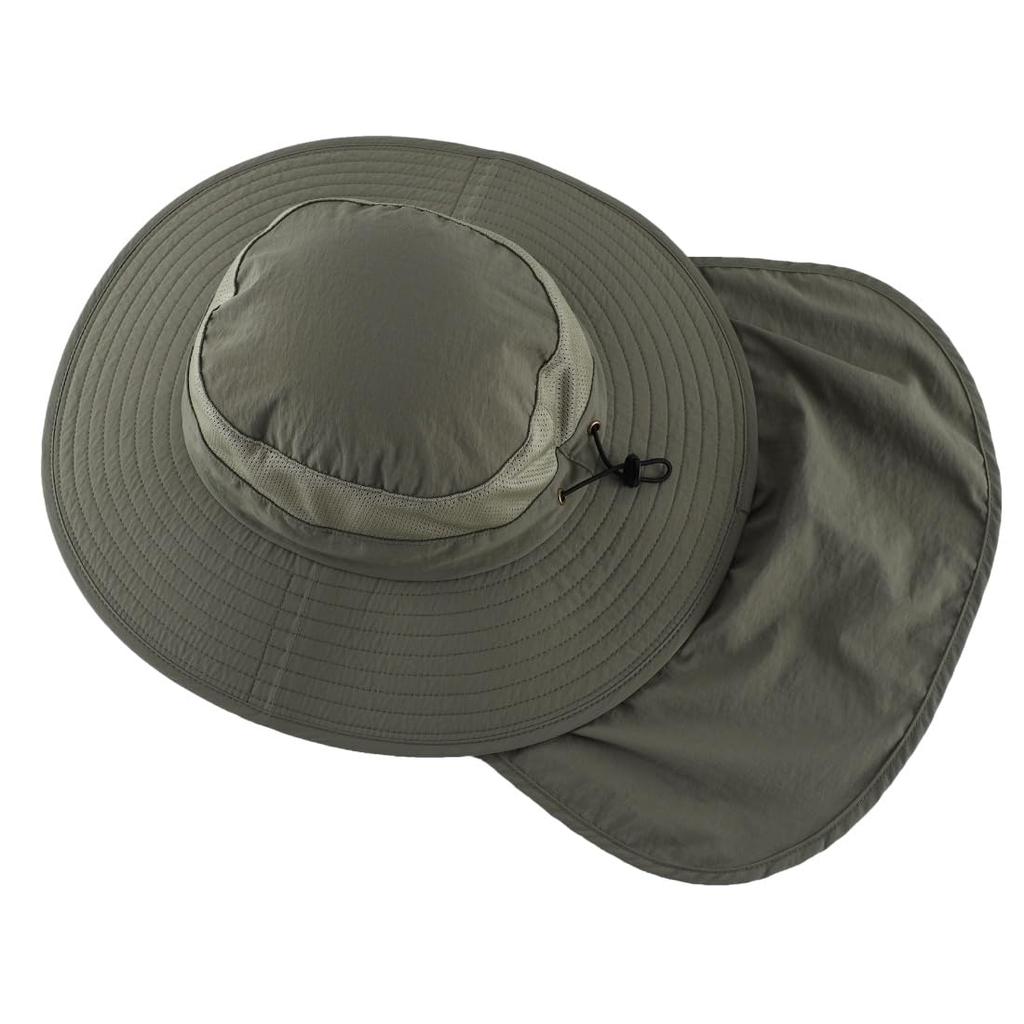 Outdoor Mesh Safarihut mit breiter Krempe, Sonnenschutz, Landwirtschaftsarbeit, UV, Angeln, Erbsengrün [Connectyle] Damen UPF50+, Schutz, Hut, Schutz, Gartenarbeit, Hut,