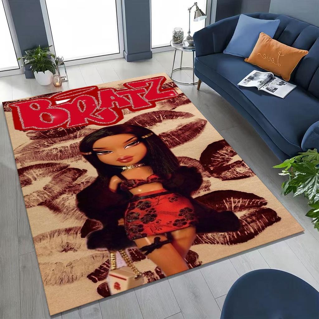 Fashion Girls Bratz Doll Cartoon Art Rug for Bedroom Living Room Sofa Home Doormat Decor,Large Kids Play Non-slip Floor Mat Gift