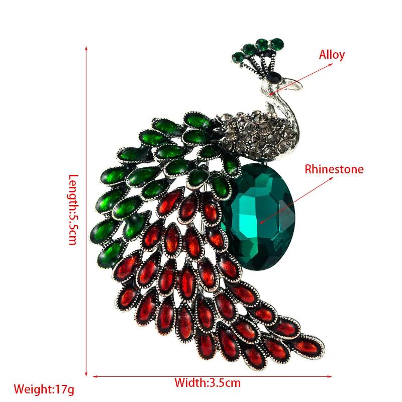 Fashion Peacock Brooch for Women Men Gothic Peacock Animal Brooches Pins Jewelry Trendy Accessories Party Gifts