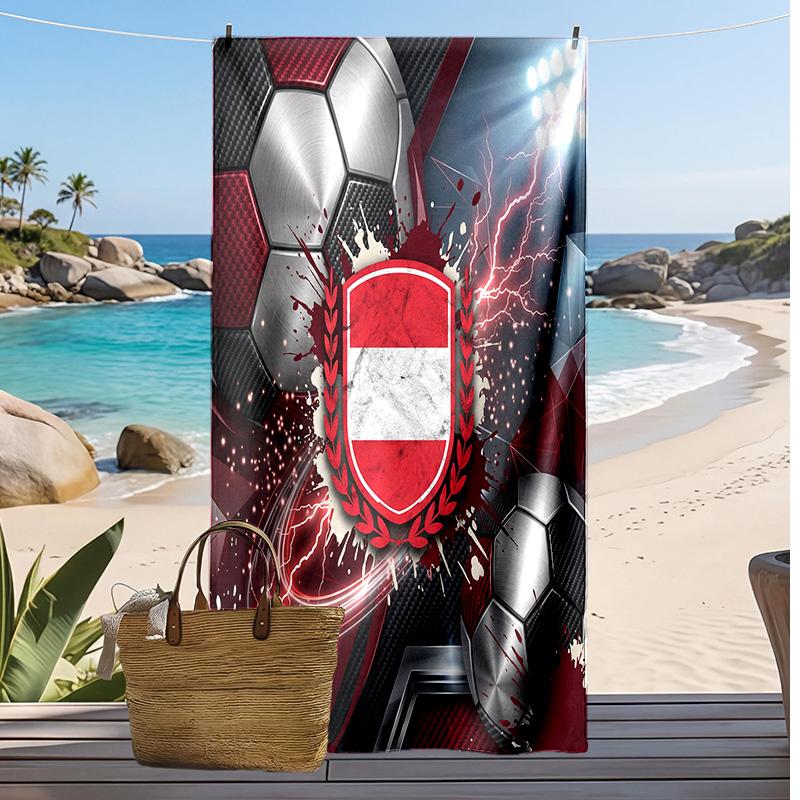 Österreich Fußball Druck Strandtuch Schnelltrocknend Super Saugfähig Weiches Badetuch zum Schwimmen Strand Reisen Fan Souvenir Geschenk