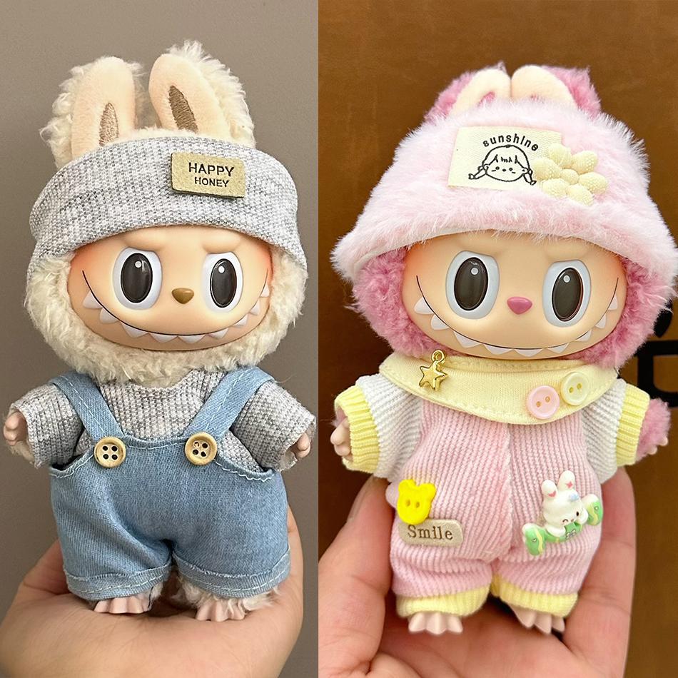 17cm Labubu Clothing Cute Accessories Autumn Replacement Clothes Bag Hat Set Plush Doll Accessories Clothing Accessories