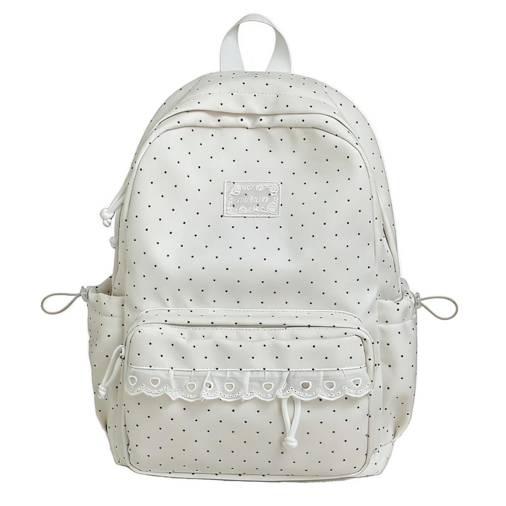 Jugendlicher Polka-Dot-Nylon-Schulrucksack Mit Atmungsaktiven Air-Cushion-Trägern Für Mittelschüler