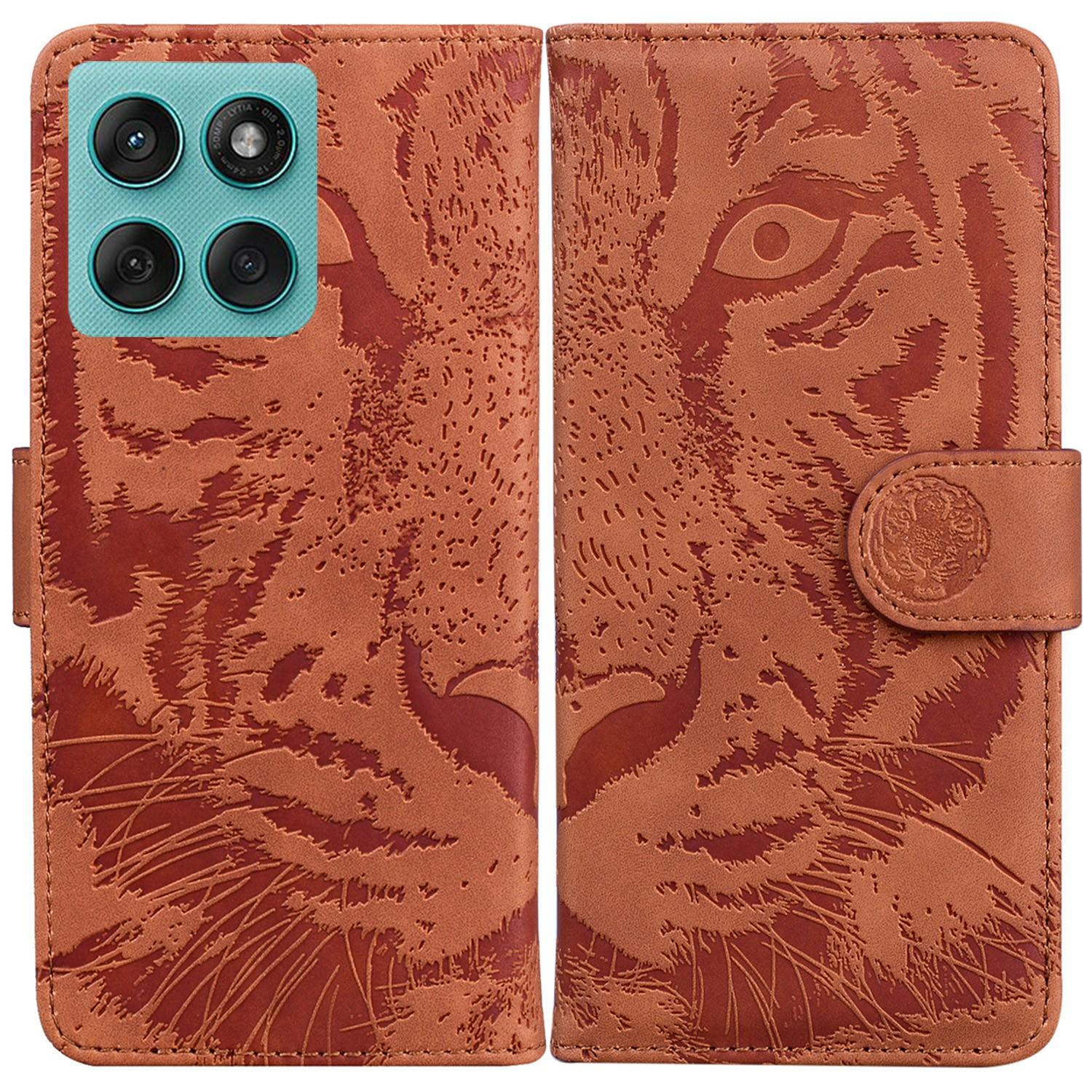 

For Motorola Edge 60 5G/60 Fusion 5G Case Tiger Imprint Leather Wallet Phone Cover E