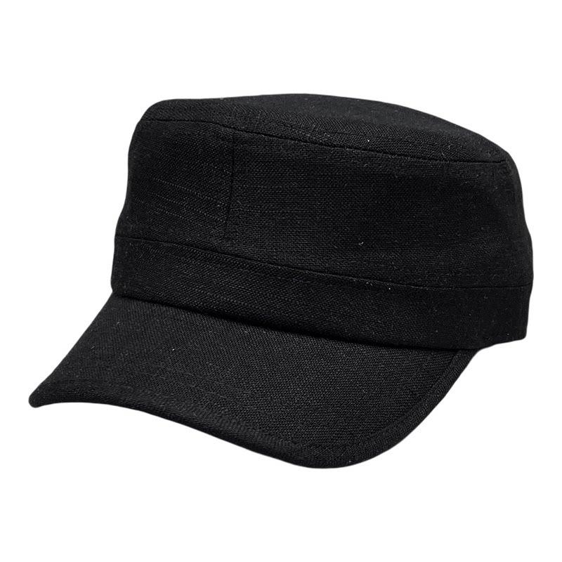 Mixed Hemp Simple Breathable Versatile Flat Top Hat Men's and Women's Fashion Cap with High Cranial Top Adjustable Equestrian Cap Summer