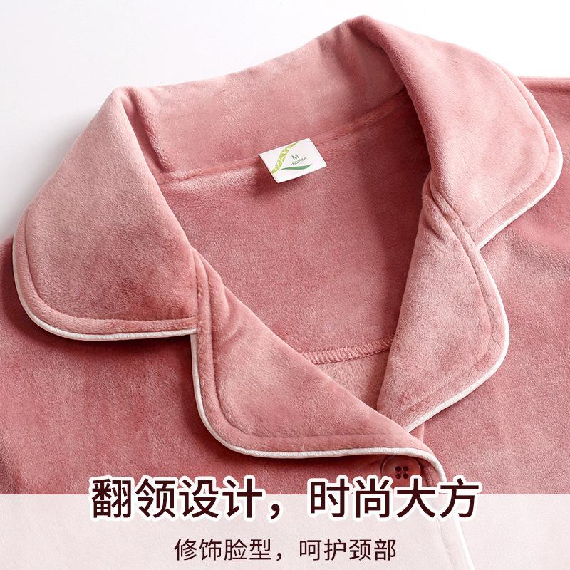 Coral Fleece Pajamas Women'S Spring, Autumn And Winter Warm Unthickened Large Size Island Fleece Set Autumn And Winter Flannel Loungewear
