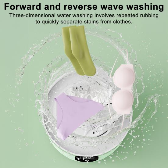 Portable Underwear Washer Rechargeable Cordless Mini Washing Machine Travel Laundry Machine Mini Washer with LED Display for Cleaning Underwear Small