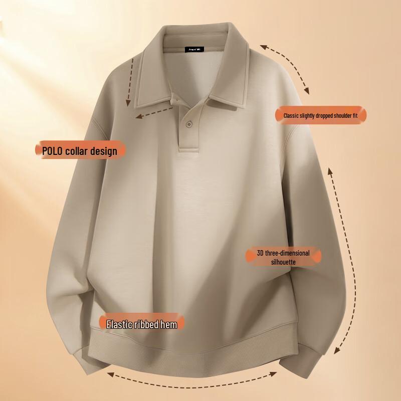 JEEP SPIRIT Men's Fleece-Lined Pullover Sweatshirt with Lapel Collar