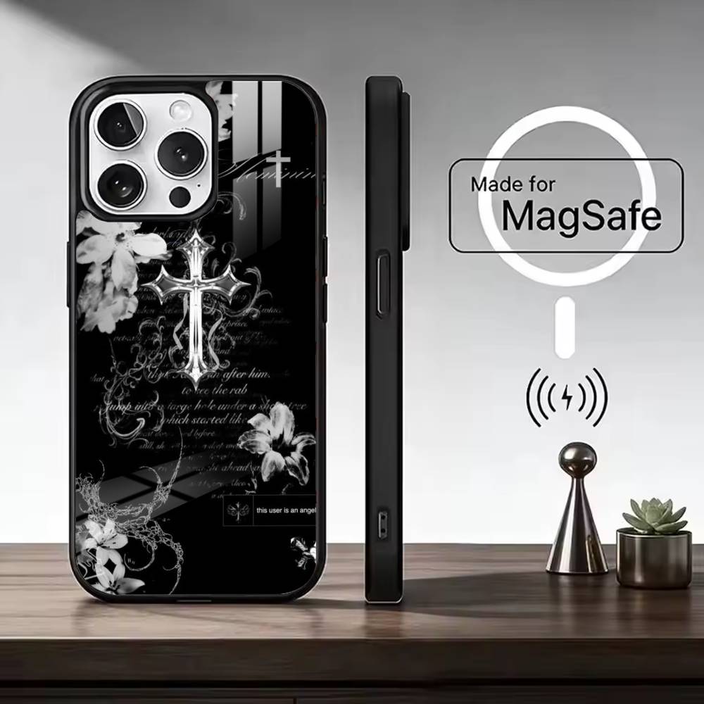 C-Cool Dark Catgothic C-Cross For Magsafe Phone Case for iPhone 17 16 15 14 13 12 11 Series Wireless Charging