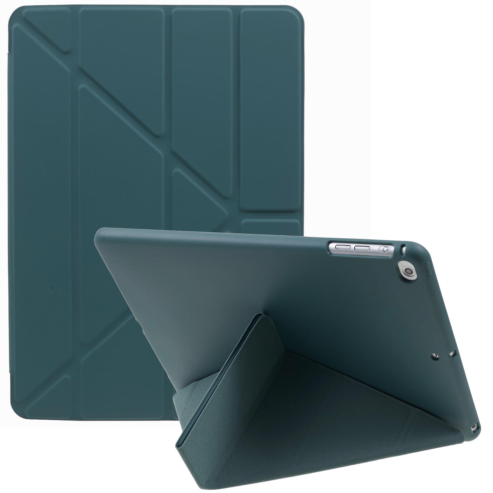 

For iPad 9.7 (2018)/(2017) Smart Tablet Case PU Leather+TPU Origami Stand Cover Dark Green
