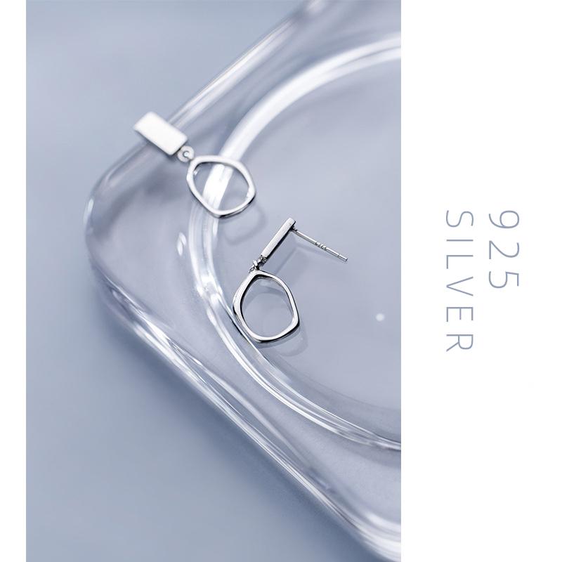 MODIAN Classic Irregular Oval Dangle Earring for Women Pure 925 Silver Simple Geometric Square Earring Fine Jewelry