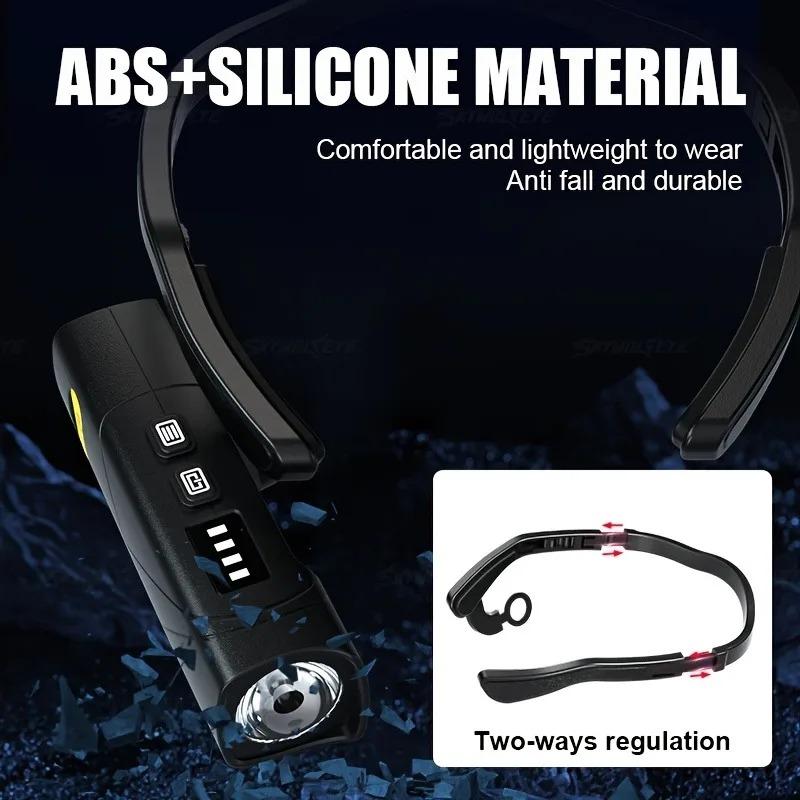 Ear Clip Headlamp 55g Ultra Lightweight Dual Light Source Heat Dissipation Power Display Focus Beam Head Mounted for Outdoor