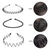 6 Stück Edelstahl Langlebig Hohe Qualität Haarbänder Feder Wellenförmiger Reifen Unisex Schwarzes Stirnband Zurückgekämmt Anti-Rutsch Sport-Kopfband