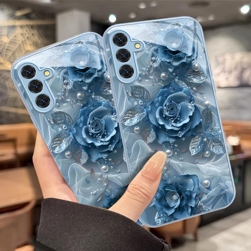 Flower blue Hot-selling Exquisite Beautiful  PhoneCase Glass PhoneCase for Samsung Galaxy S26 S25 S24 S23 S22 S21 FE Ultra Plus