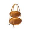 Multi-Layer Bamboo Hand-Woven Basket Display Stand for Fruits, Tea, and Pastries