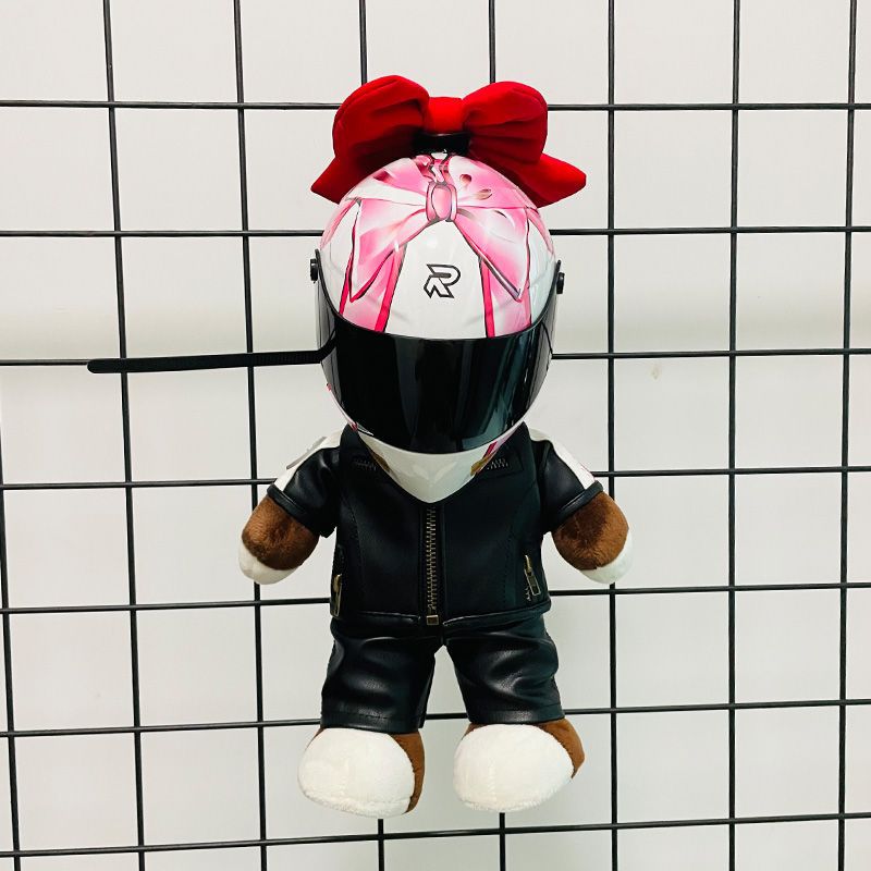 FiK Bow-tied Helmet, Pink Female Motorcycle Doll Helmet, Toy Model, Pet Motorcycle