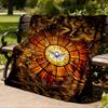 1pc Stained Glass Window Print Outdoor Blanket, Lightweight Polyester,