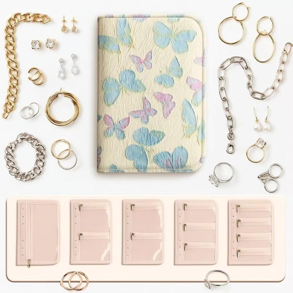 Butterfly/Pattern Jewelry Storage Book Anti-oxidation Grid Storage Jewelry Storage Bag for Women
