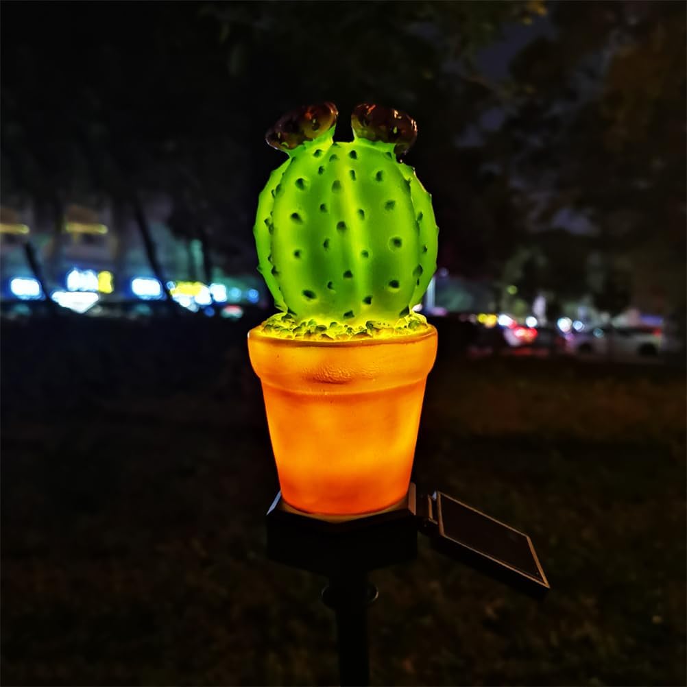 Uonlytech Outdoor Solar Lawn Lights Cactus Lights Decorative Stake LED Light for Yard Garden Patio Decor(Cactus)