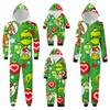 Christmas Print Family Matching Hooded Long Sleeved Zippered Jumpsuit Set