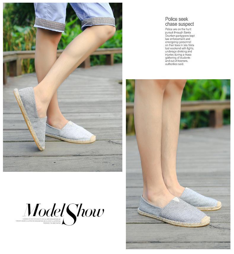 Plus Size Summer Slip-On Espadrilles: Casual Canvas Shoes with Linen Sole & Solid Color Hemp Rope Design