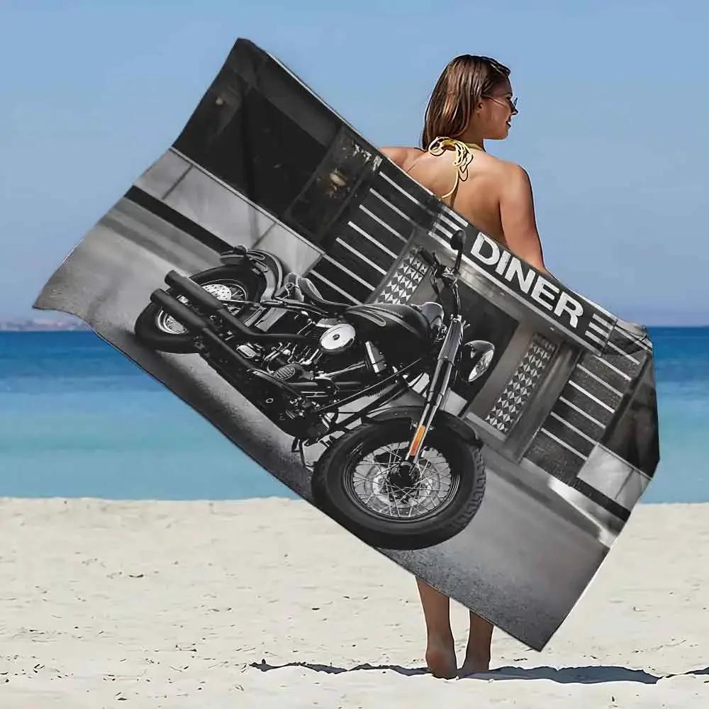 Sunset Motorcycle Print Bath Towel - Soft Absorbent Towel for Bike Lovers, Unique Design for Everyday Use and Travel