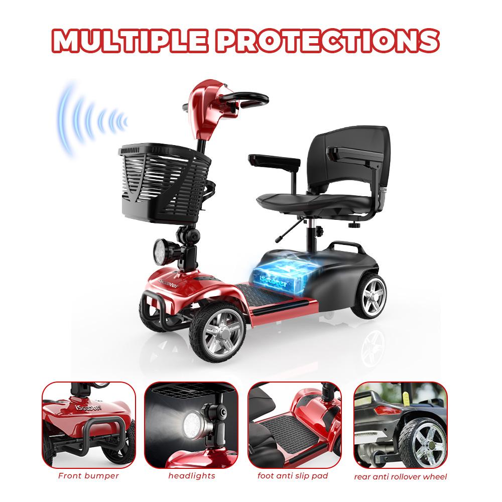 iScooter X02 Four-Wheel Scooter Suitable For Seniors/Disabled People 8KM/H 250W Motor 24V 12AH Battery Range 20KM Foldable Electric Scooter