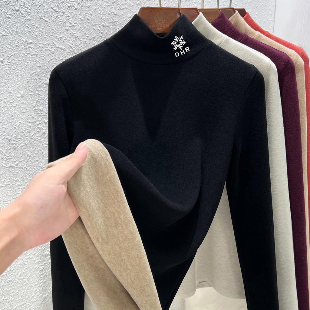 Wool Silk Bottoming Shirt Women's Autumn and Winter New Women's Clothing with Heating and Warmth Turtleneck Top, Piled and Thickened