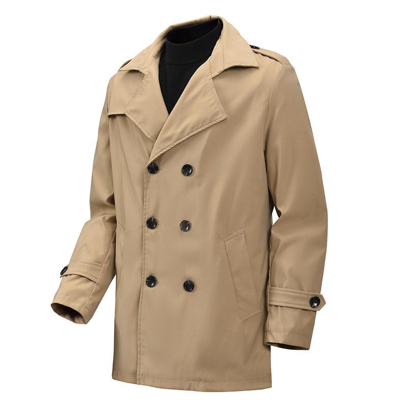 European Size Trench Coat Men's Slim Fit Loose Lapel Collar Double Breasted Quality Coat