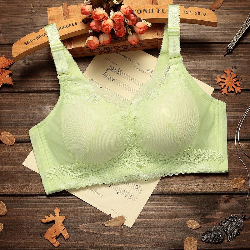 

fashion Yaya Kangrou ultra-thin Japanese bra women s breasts, large breasts, small steel-free underwear, thin summer large-size bra 90B зелений