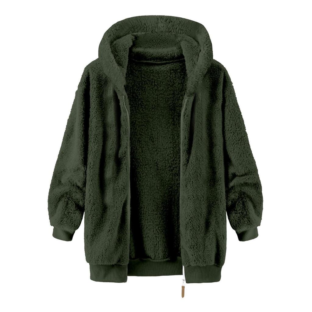 Men's Fashion Solid Color Patchwork Sweatshirt Loose Double-sided Velvet Warm Jacket Zipper Outerwear